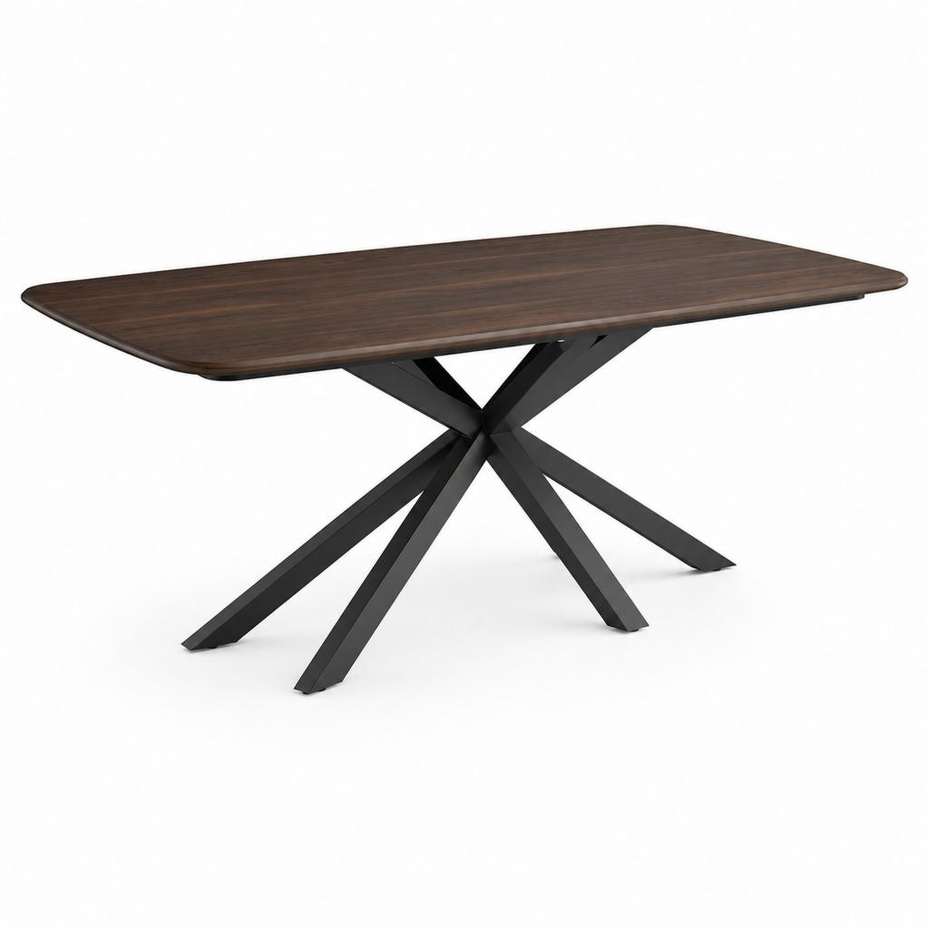 Tavolo da pranzo rettangolare marrone in MDF effetto noce con gambe in acciaio 180 x 90 x 75 cm