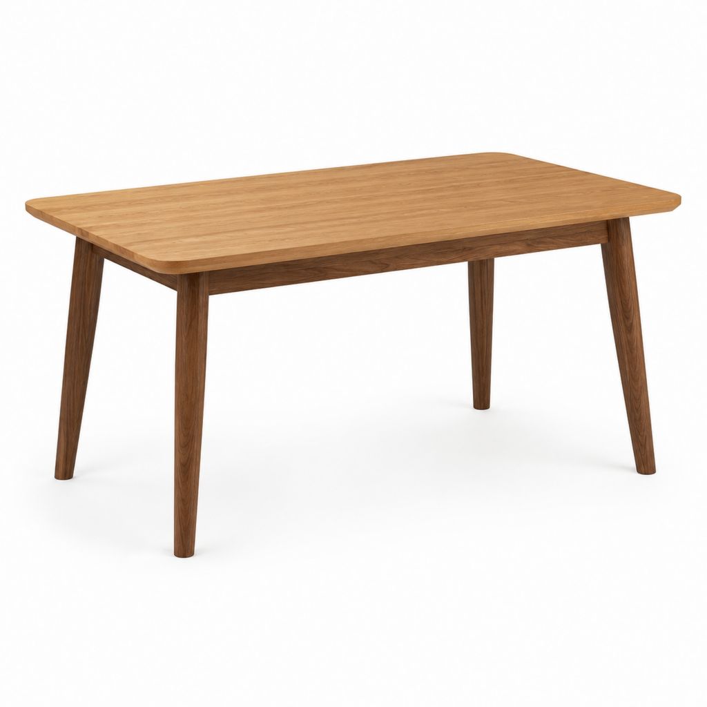 Tavolo da pranzo rettangolare in legno massello rovere e noce 160 x 90 x 75 cm