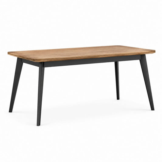 Tavolo da pranzo rettangolare rovere e nero in MDF e acciaio 140 x 80 x 75 cm