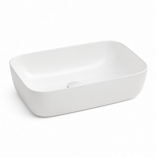 Lavabo da appoggio rettangolare bianco in ceramica sanitaria 60 x 40 x 15 cm