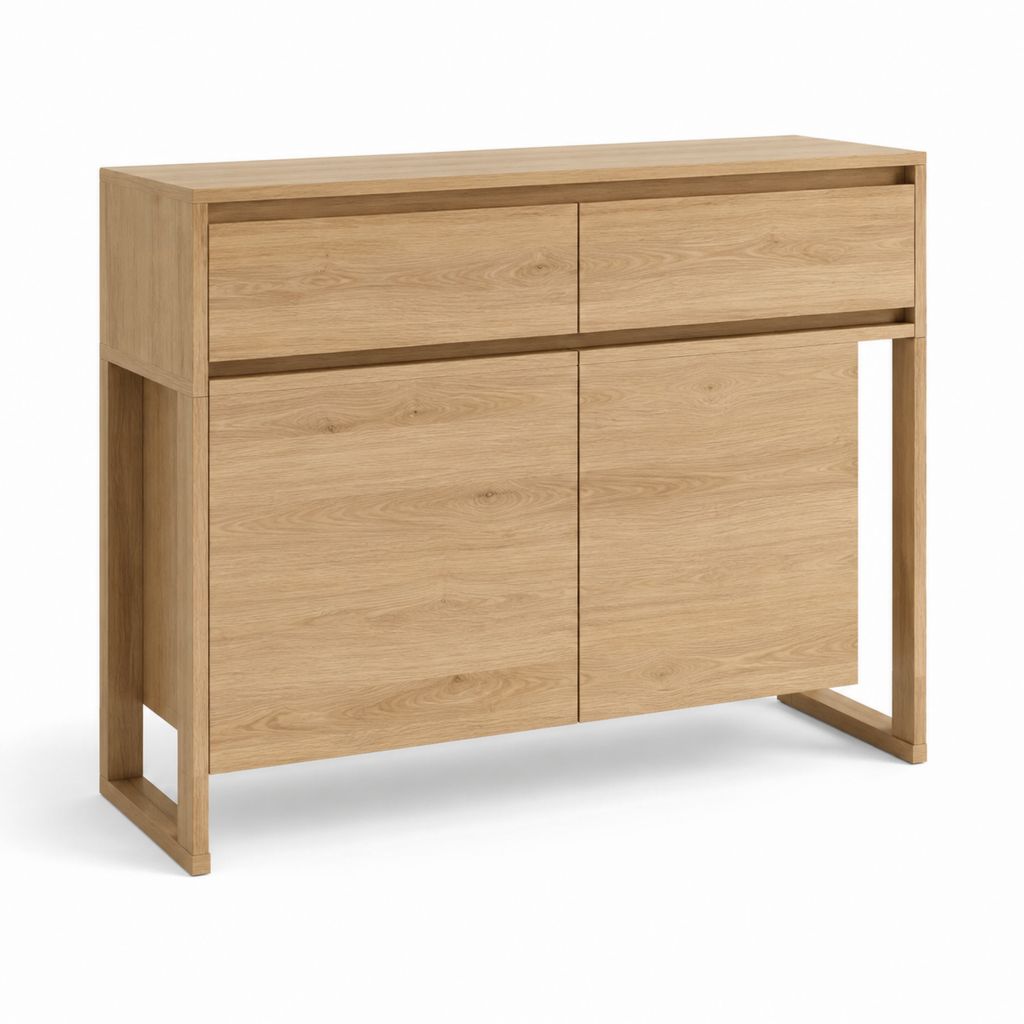 Consolle da ingresso con contenitore in rovere massello naturale rettangolare 100 x 40 x 100 cm