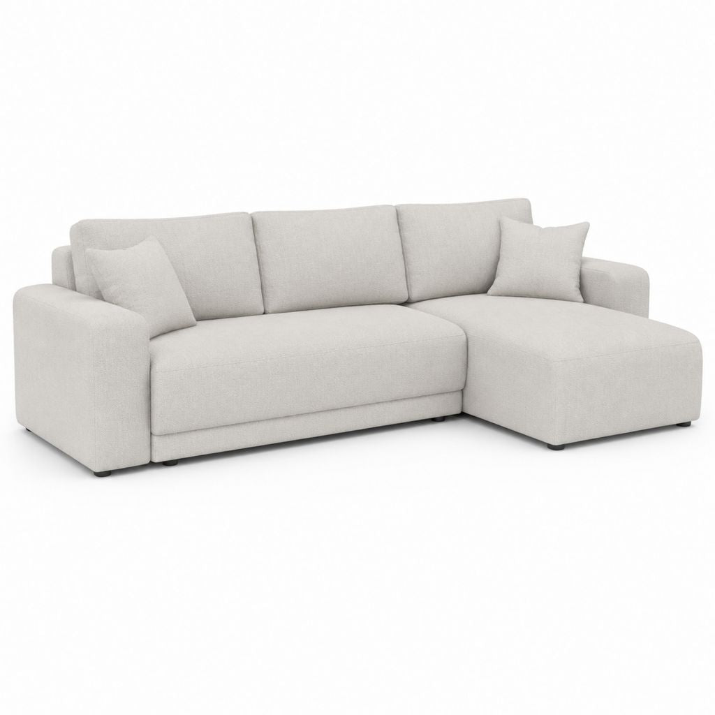 Divano angolare 3 posti con chaise longue destra grigio chiaro in poliestere 260 x 160 x 85 cm