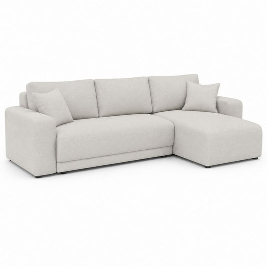 Divano angolare 3 posti con chaise longue destra grigio chiaro in poliestere 260 x 160 x 85 cm