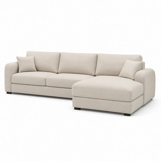Divano angolare a L beige in poliestere 280 x 170 x 85 cm