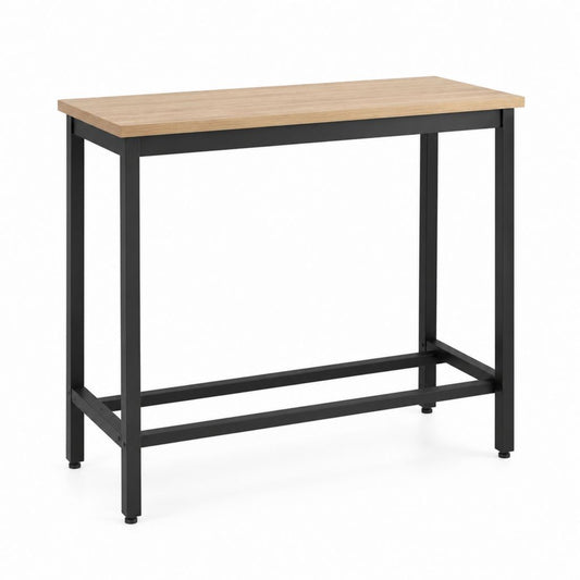 Tavolo alto da pranzo rettangolare rovere chiaro e acciaio nero 120 x 60 x 105 cm