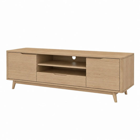 Mobile TV basso rovere con ante e ripiani 180 x 40 x 55 cm