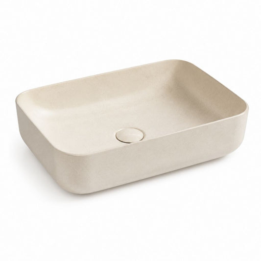 Lavabo da appoggio rettangolare beige in ceramica 50 x 40 x 14 cm